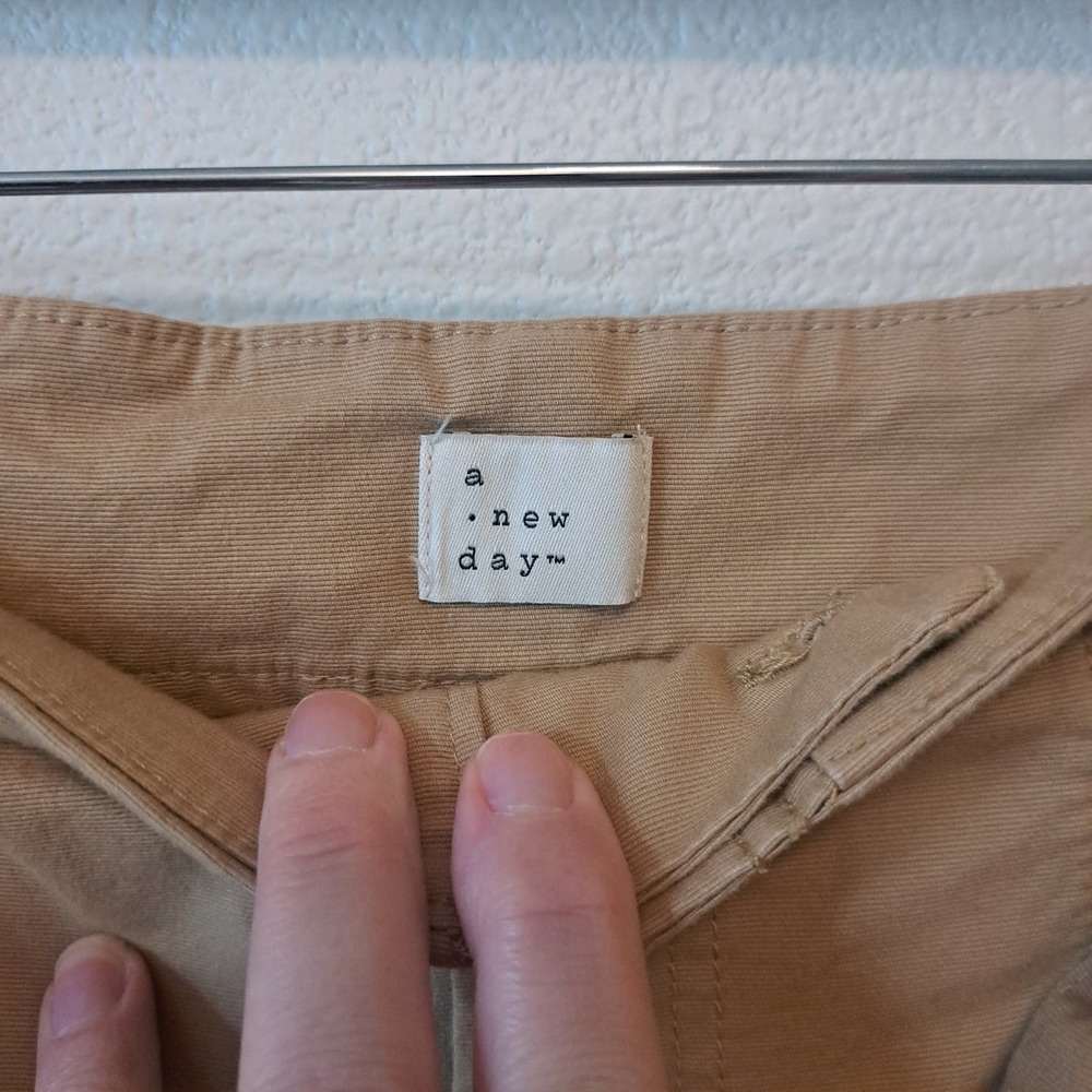 A New Day Tan Khaki High Rise Wide Leg Tie Waist Utility Trousers Pants Size 10 - Picture 3 of 7